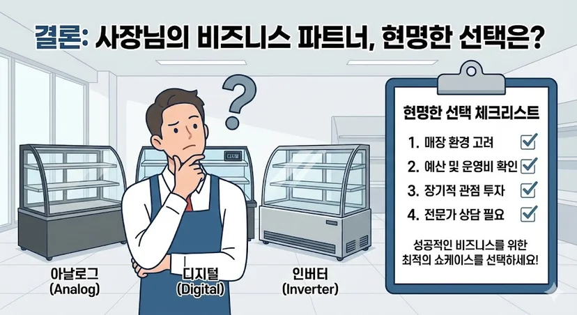 비즈니스 환경에 맞는 최적의 쇼케이스 선택 가이드 결론 이미지