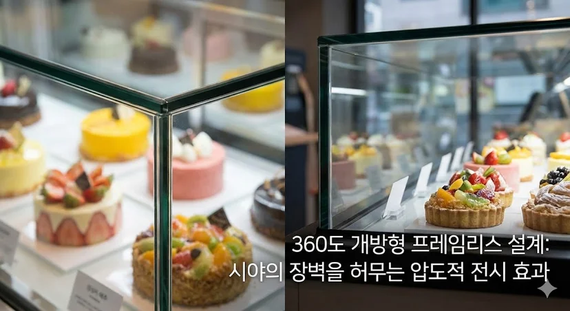 프레임리스 진열대 클로즈업