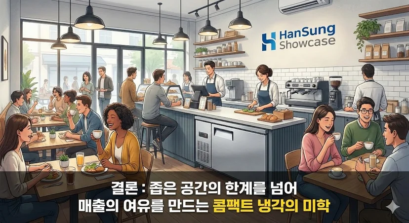 좁은 주방의 한계를 극복하고 매장 효율을 높인 한성쇼케이스 설치 사례와 결론 문구