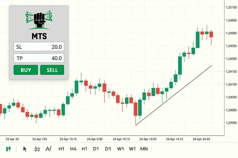 메타트레이더 MT5 자동 손익절 EA 설정 화면과 차트