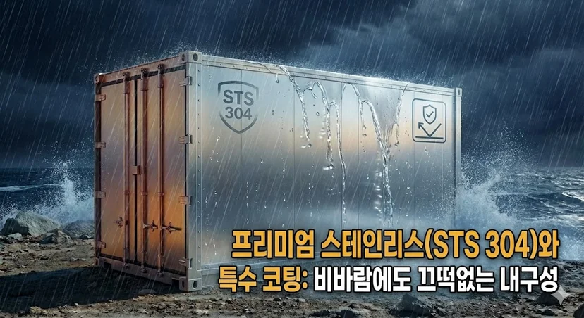 프리미엄 스테인리스(STS 304)와 특수 코팅: 비바람에도 끄떡없는 내구성
