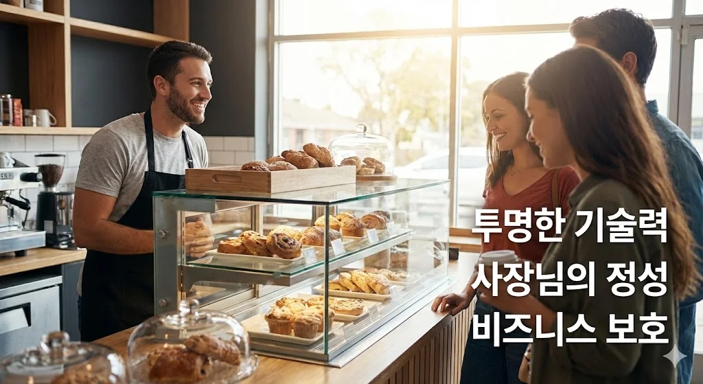 페어글라스가 적용된 깨끗한 쇼케이스는 고객에게 신뢰를 주고 매장의 품격을 높여 비즈니스 성공에 기여한다는 메시지를 전달하는 이미지입니다.