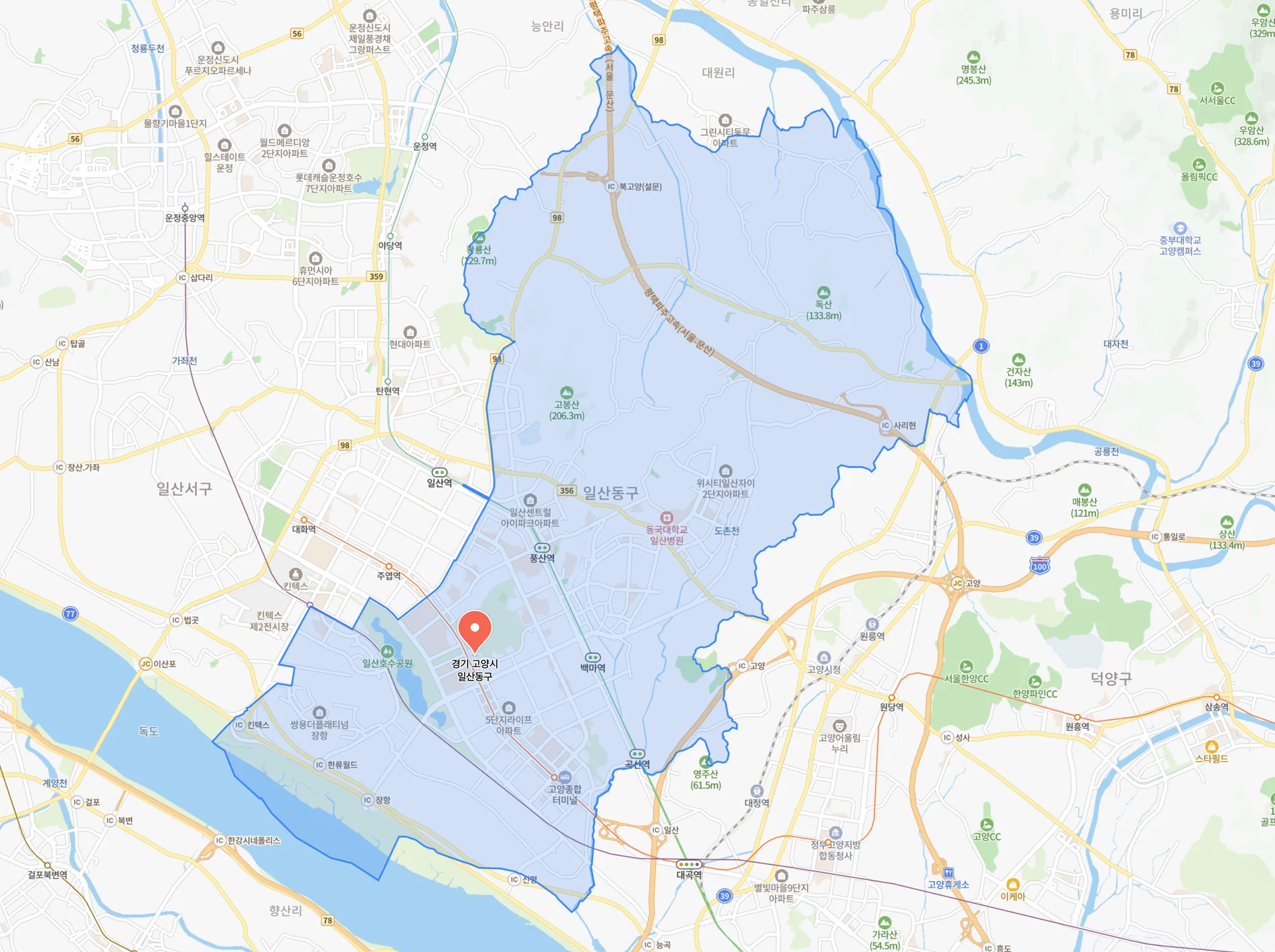 일산동구, 화물 통행량이 많은 지역