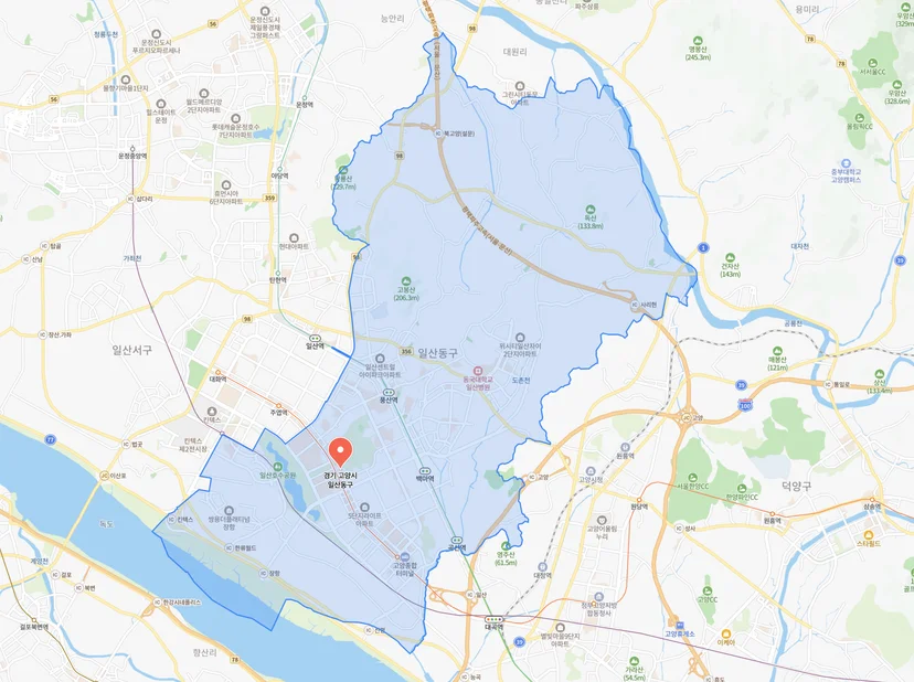 일산동구, 화물 통행량이 많은 지역