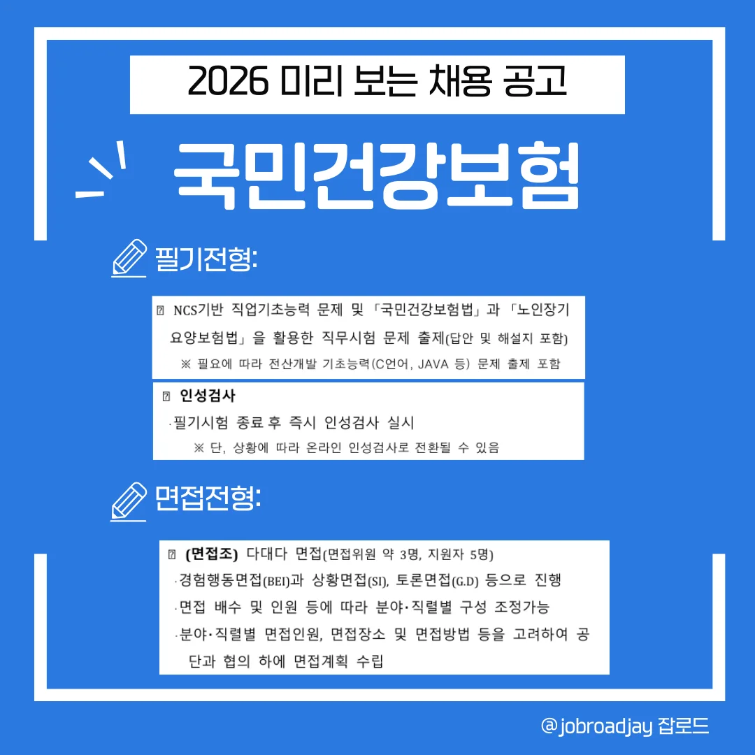 2026 국민건강보험 필기 및 면접