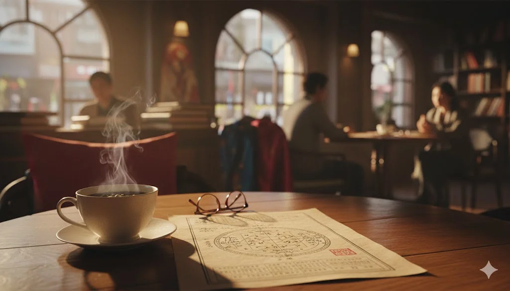 Modern Saju cafes offer a relaxed atmosphere for consultations.