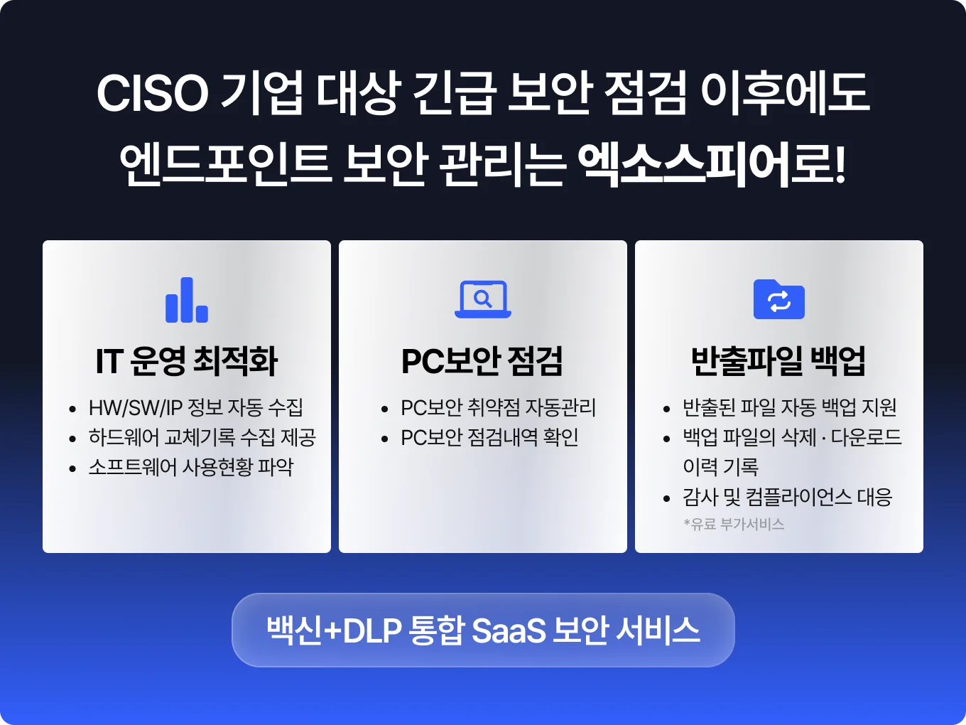 백신과 DLP 통합 보안 SaaS 서비스 엑소스피어