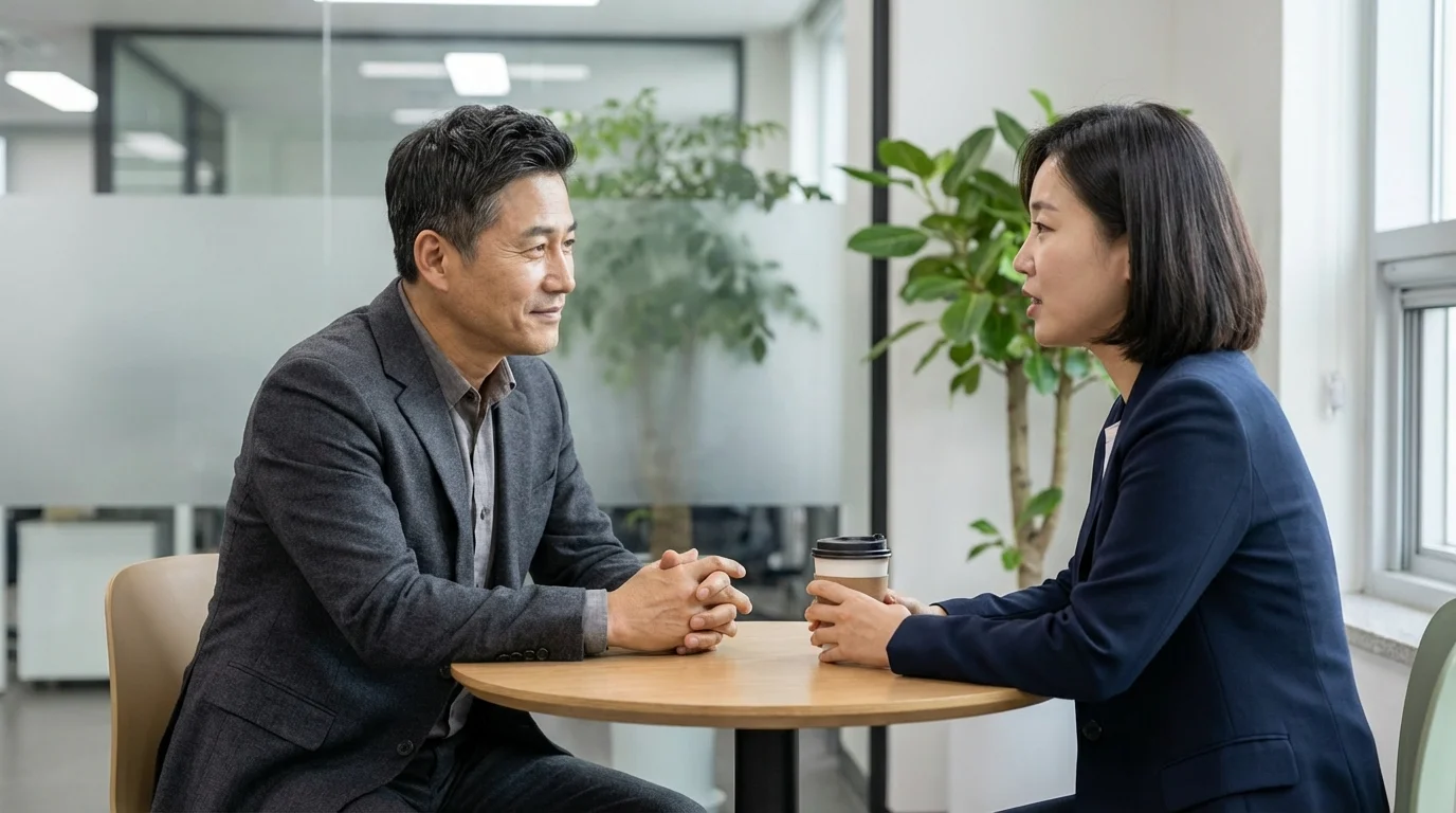 공감능력이 좋은 리더가 팀원과 대화하는 모습