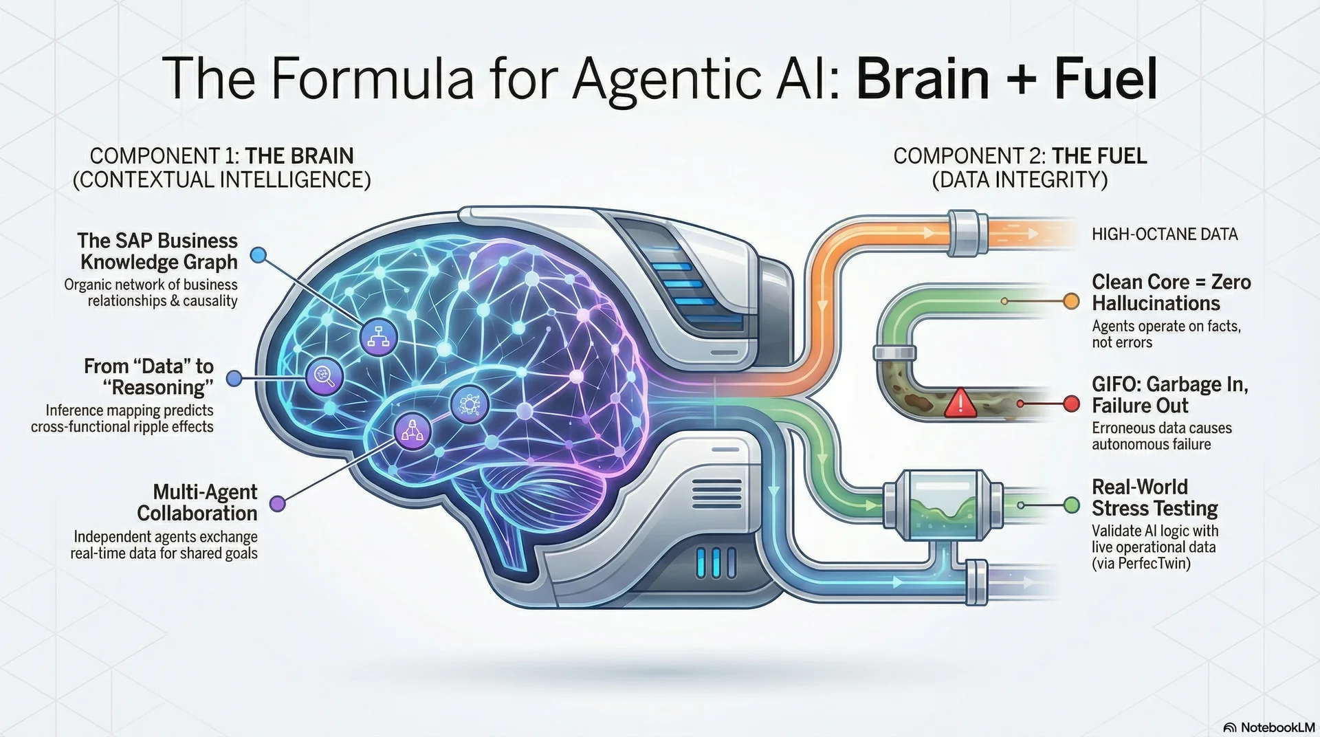 brain fuel illustrated with left main knowledge graph right about clean core filltered