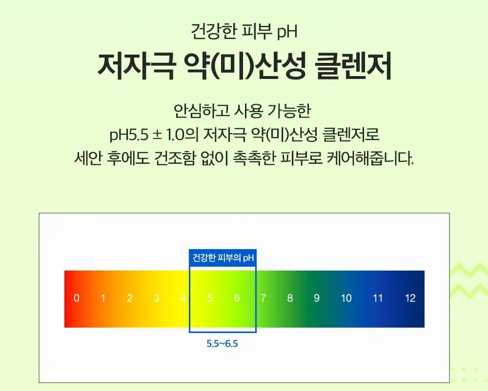 파파레서피 효소파우더클렌저: 건강한 피부 장벽 유지를 위한 약산성 pH 범위(pH 5.5~6.5) 개념도