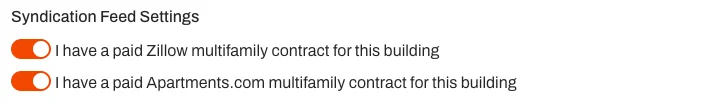  Specify if your multifamily buildings use paid contracts with Zillow or Apartments.com in the property settings.