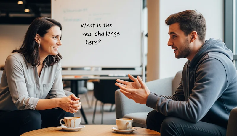 1on1 미팅하고 있는 팀장과 팀원