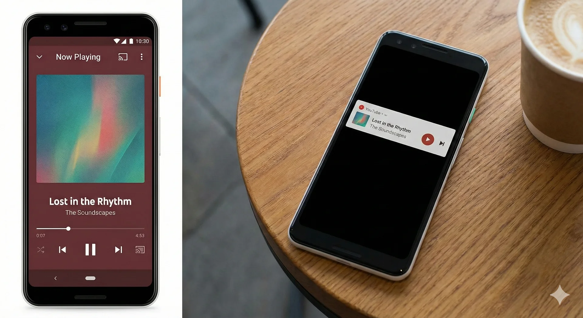 유튜브 뮤직 플레이리스트와 백그라운드 재생 화면