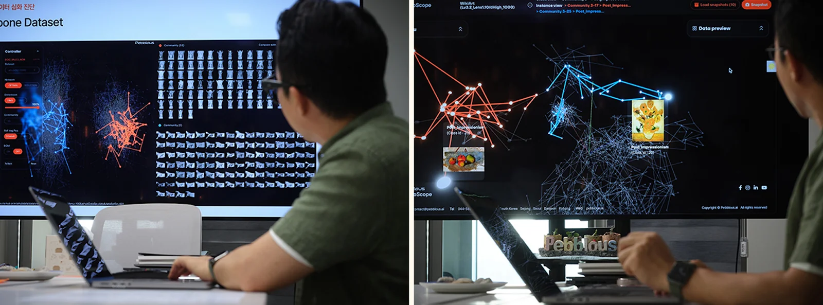 데이터 시각화 도구 ‘페블로스코프’로 데이터 프로파일링을 진행하는 페블러스 이주행 대표님