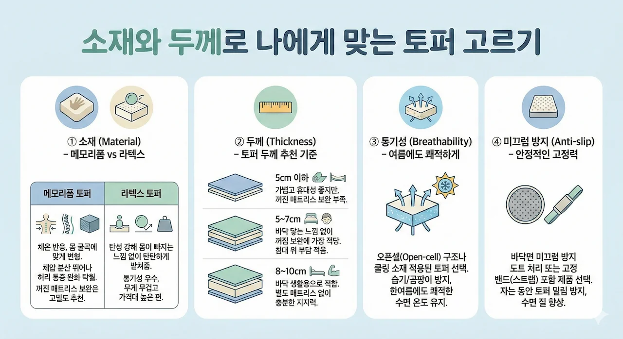 나에게 맞는 토퍼 고르기 (소재, 두께)
