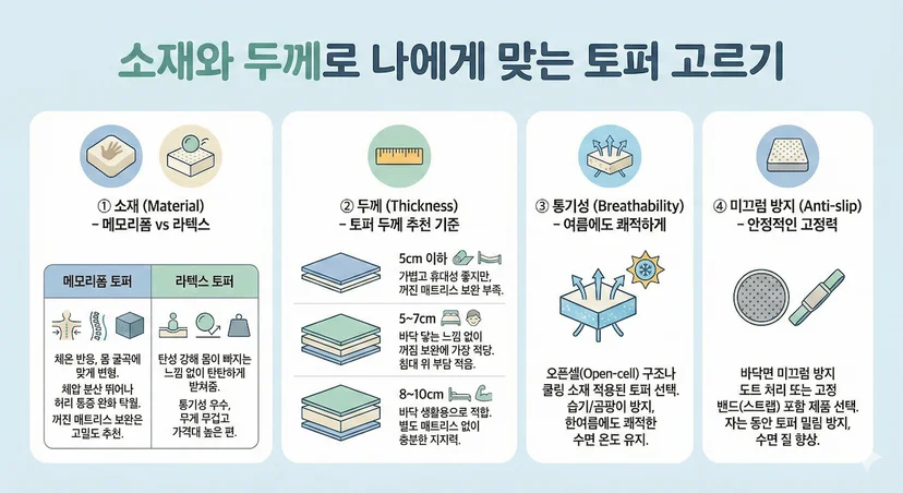나에게 맞는 토퍼 고르기 (소재, 두께)