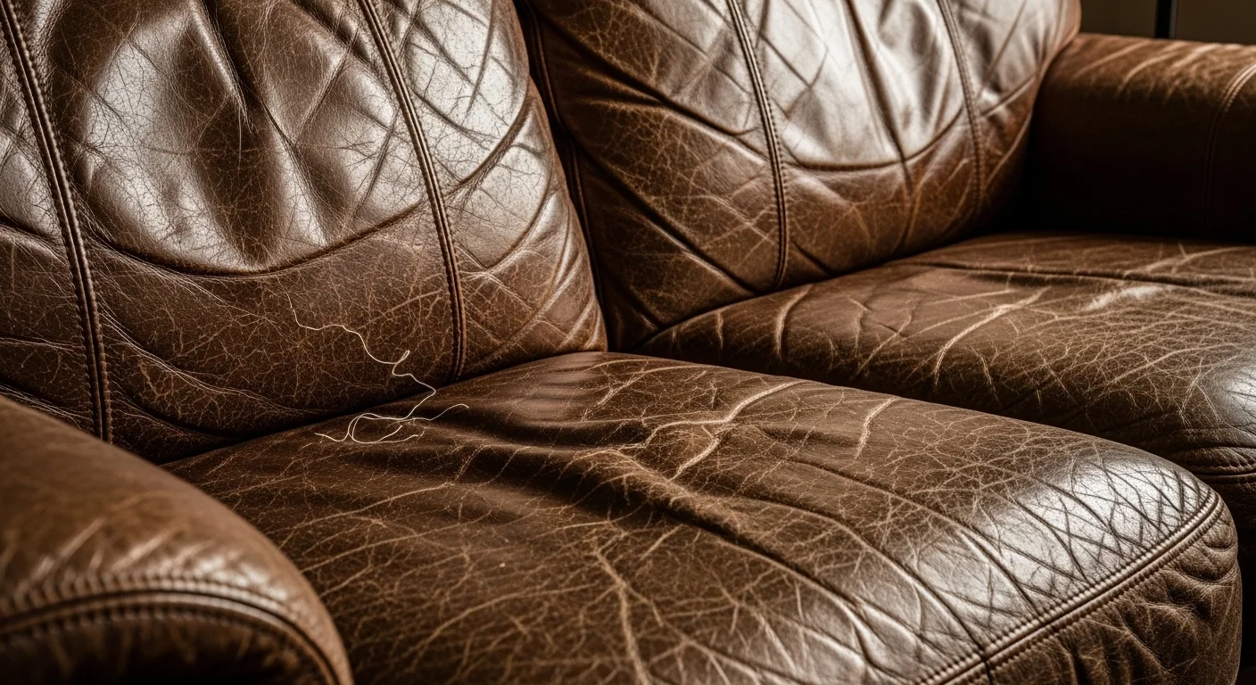 이태리 가죽 소파 5년 사용 후 벗겨진 상태