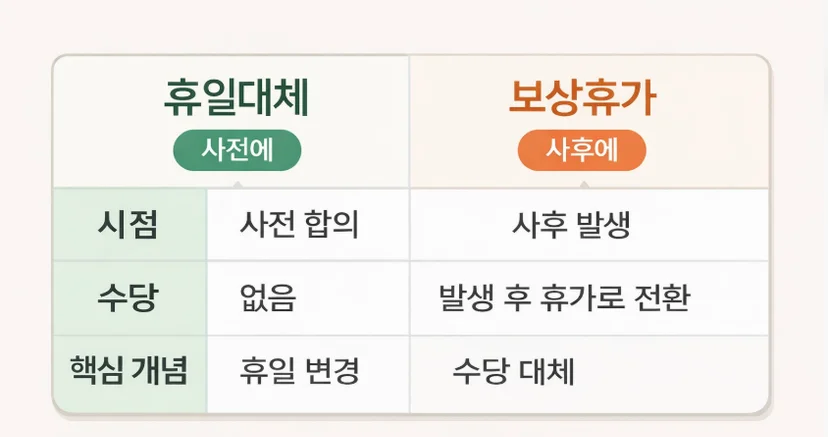 휴일대체 vs 보상휴가