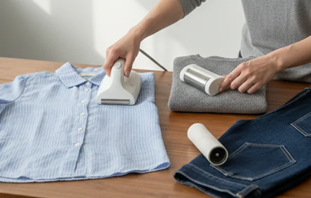 촬영-전-옷을-정돈하는-사람