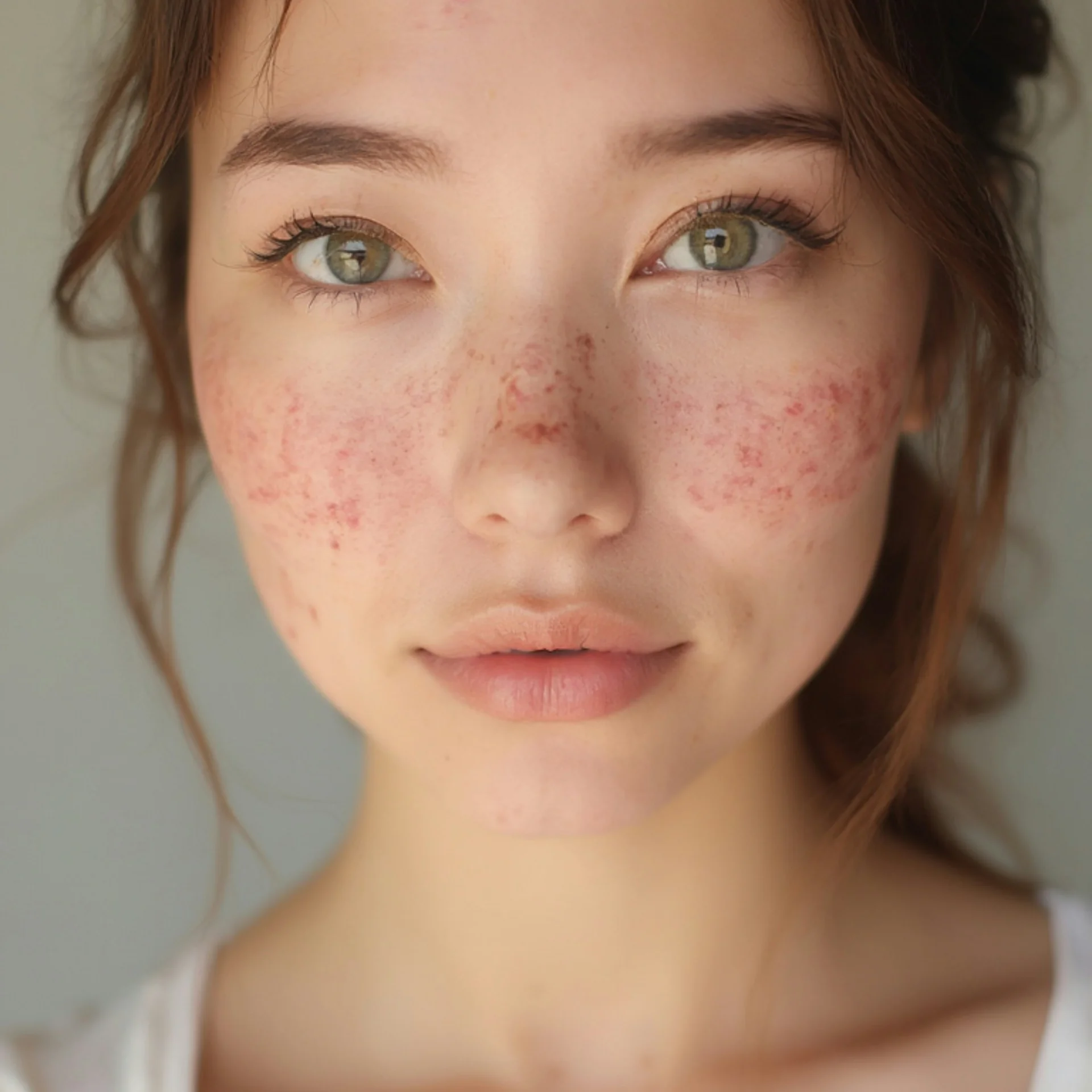 a girl with rash on face 