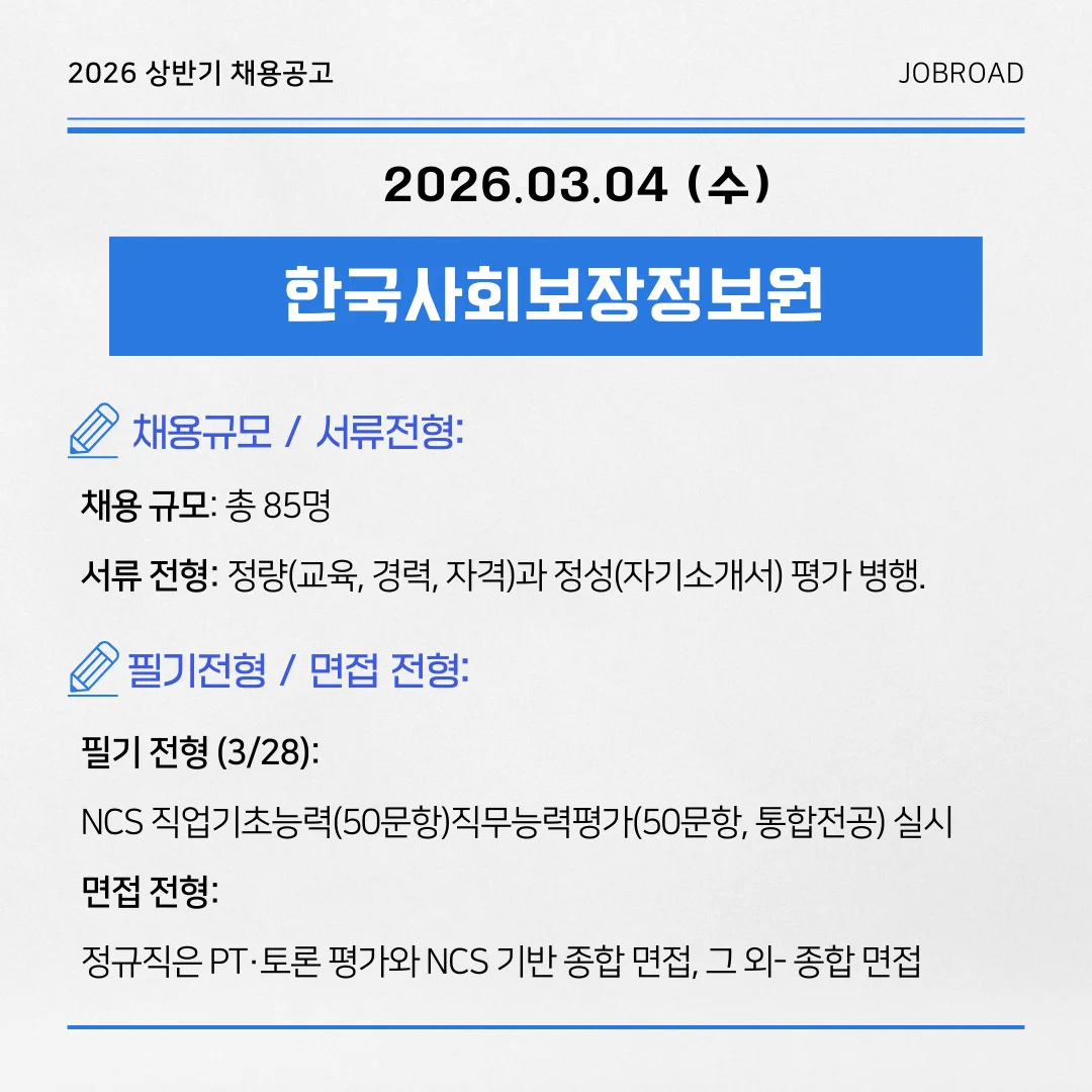 한국사회보장정보원 2026년 채용일정