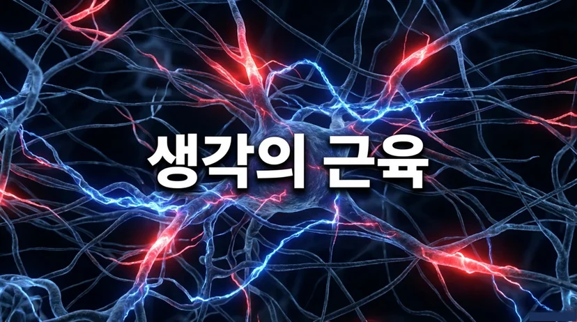 뇌신경 네트워크 이미지 - 붉은색과 파란색으로 활성화된 뉴런 연결