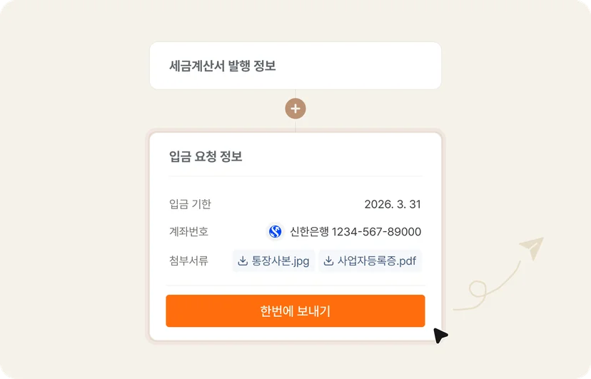 세금계산서 발행 시 입금 요청 정보 동시 발송