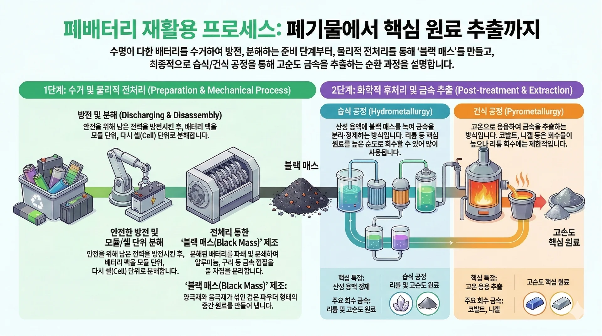 자동차 폐배터리 납 재활용 처리 흐름