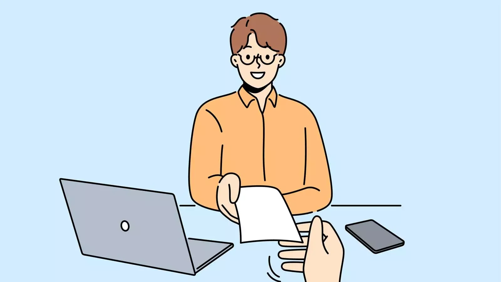 근로기준법에 따른 임금명세서 교부 의무를 이행하는 인사 담당자 일러스트