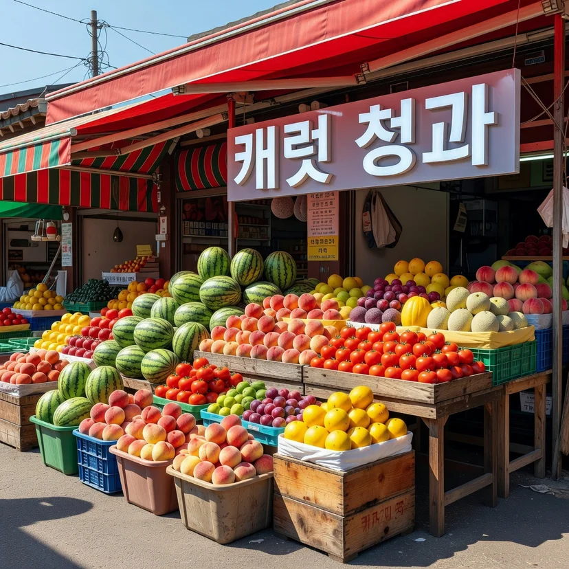 한글 렌더링 능력을 보기 위해 그록으로 생성한 한국 시장의 모습. - 이미지 생성 AI 비교 중