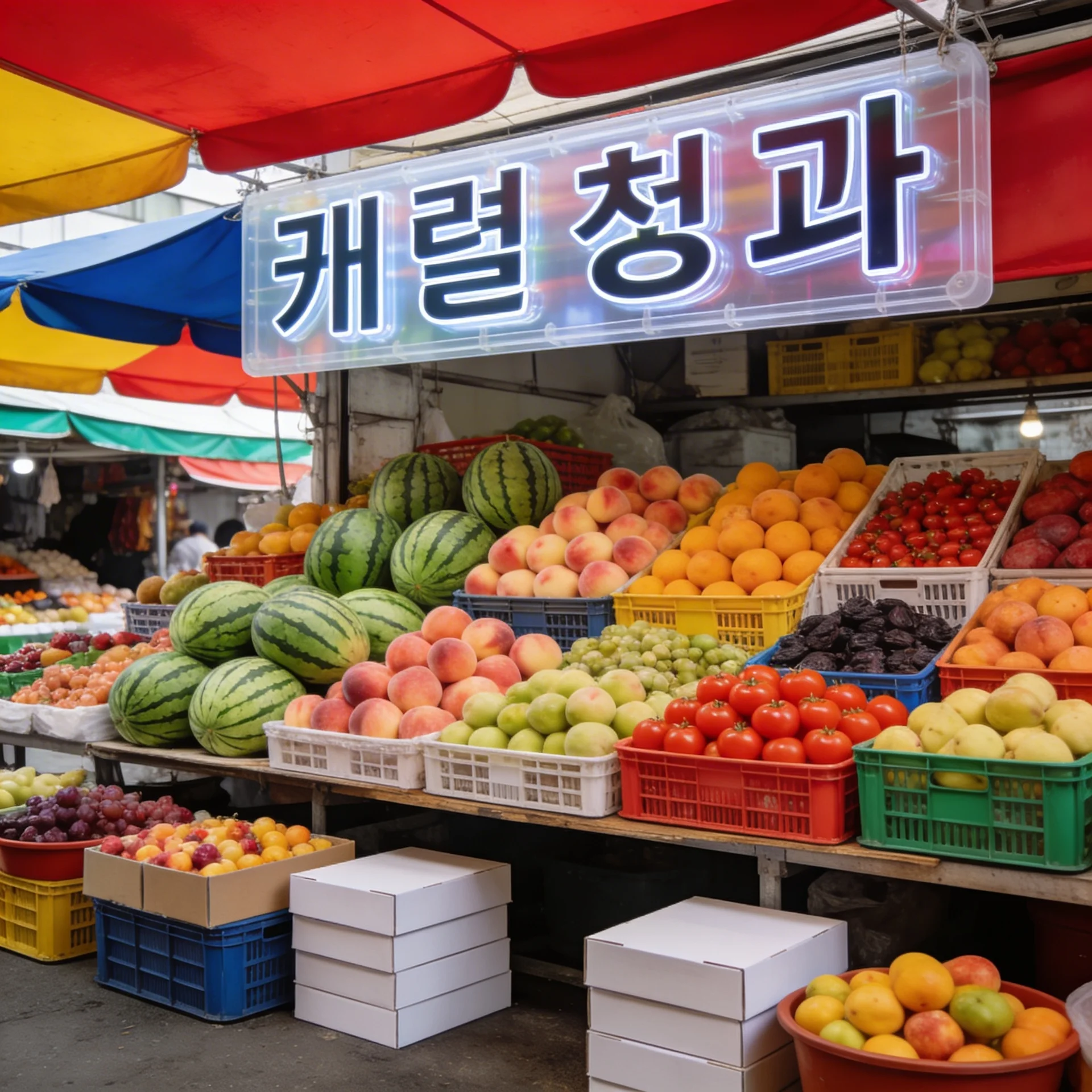 한글 렌더링 능력을 보기 위해 씨드림으로 생성한 한국 시장의 모습. - 이미지 생성 AI 비교 중