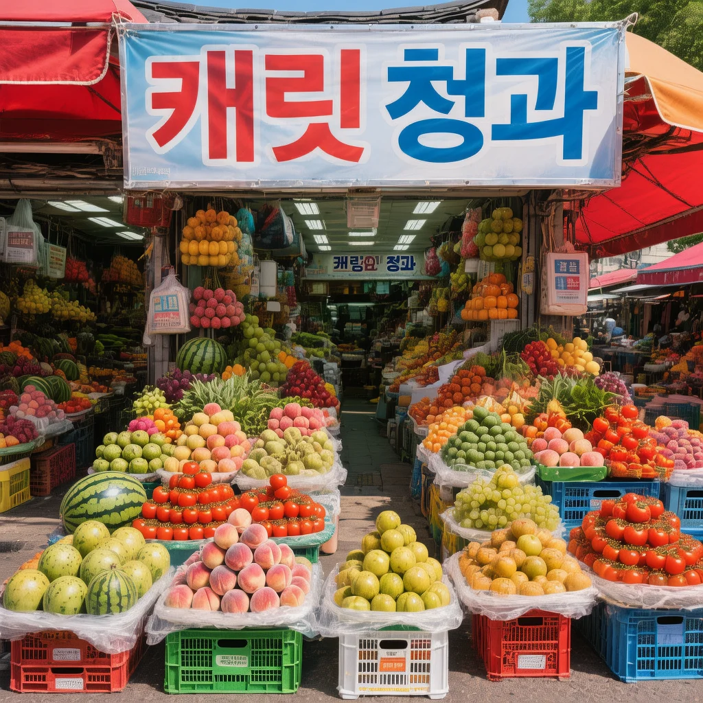 한글 렌더링 능력을 보기 위해 훈위안으로 생성한 한국 시장의 모습. - 이미지 생성 AI 비교 중