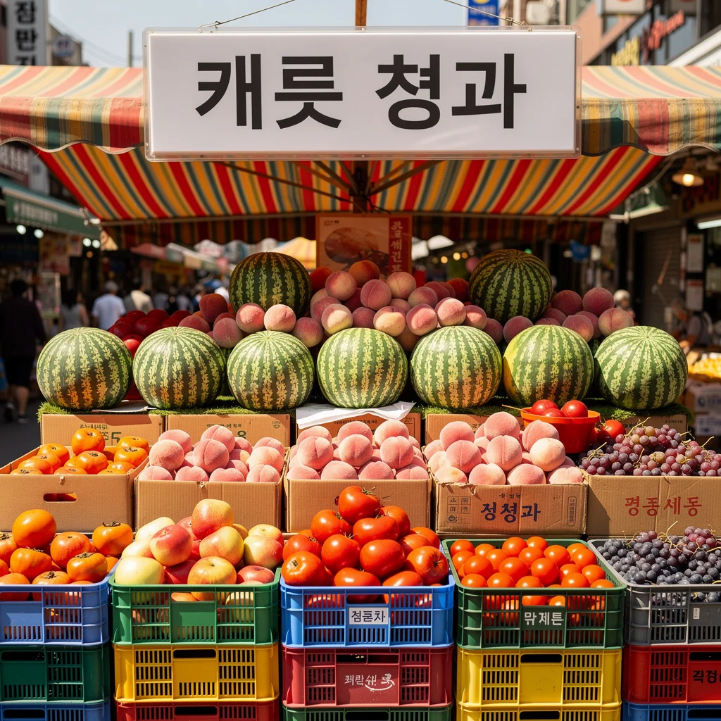 한글 렌더링 능력을 보기 위해 플럭스로 생성한 한국 시장의 모습. - 이미지 생성 AI 비교 중