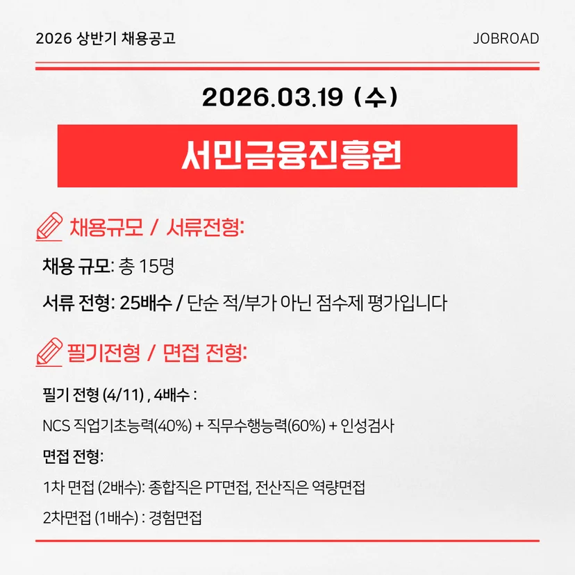 2026년 상반기 서민금융진흥원(KINFA) 채용공고