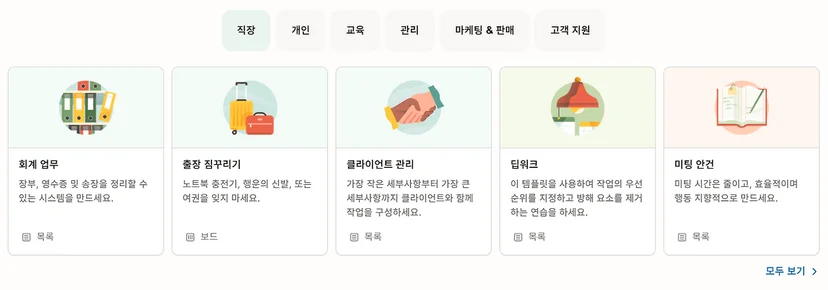 Todoist 예시 템플릿