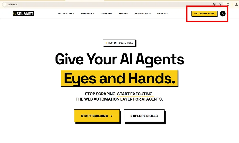 Click the GET AGENT NODE