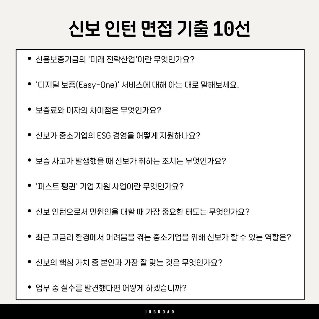 2025-2026 신보 인턴 면접 기출 10선 & 모범 답안 예시 모음!