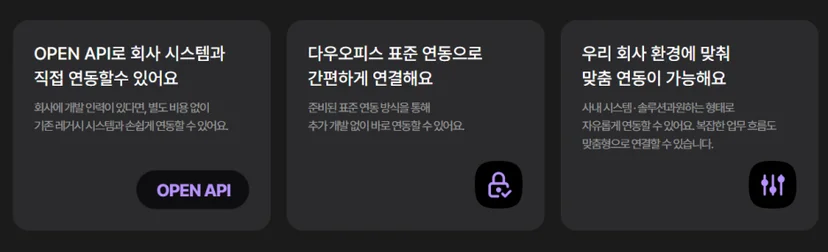 다우오피스 엔터프라이즈의 다양한 연동 방식을 설명하는 인포그래픽