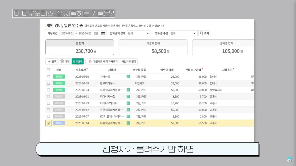 결재부터 지급까지 원스톱, 경리관리