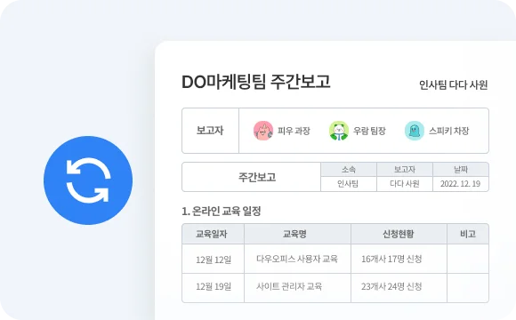 회차 자동 생성으로 손쉬운 다우오피스 보고