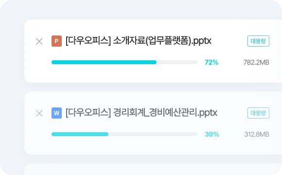 다우오피스 메일 대용량 첨부 화면