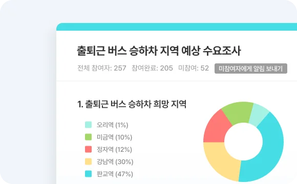 총무팀 플랫폼 출퇴근 버스 승하차 설문지
