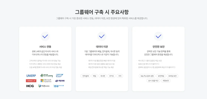 그룹웨어 구축 시 주요사항 이미지