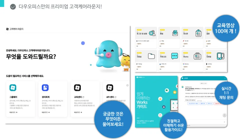 중소기업을 위한 그룹웨어 다우오피스의 고객지원 고객케어라운지