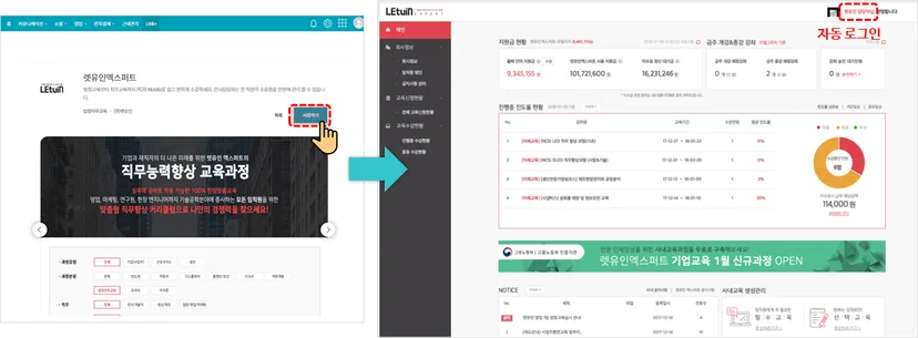 법정의무교육 SSO연동기능으로 업무 효율을 높인 사례 화면