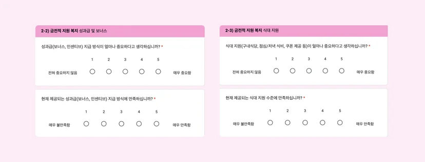 달램 복지 만족도 설문지 템플릿 미리보기 예시
