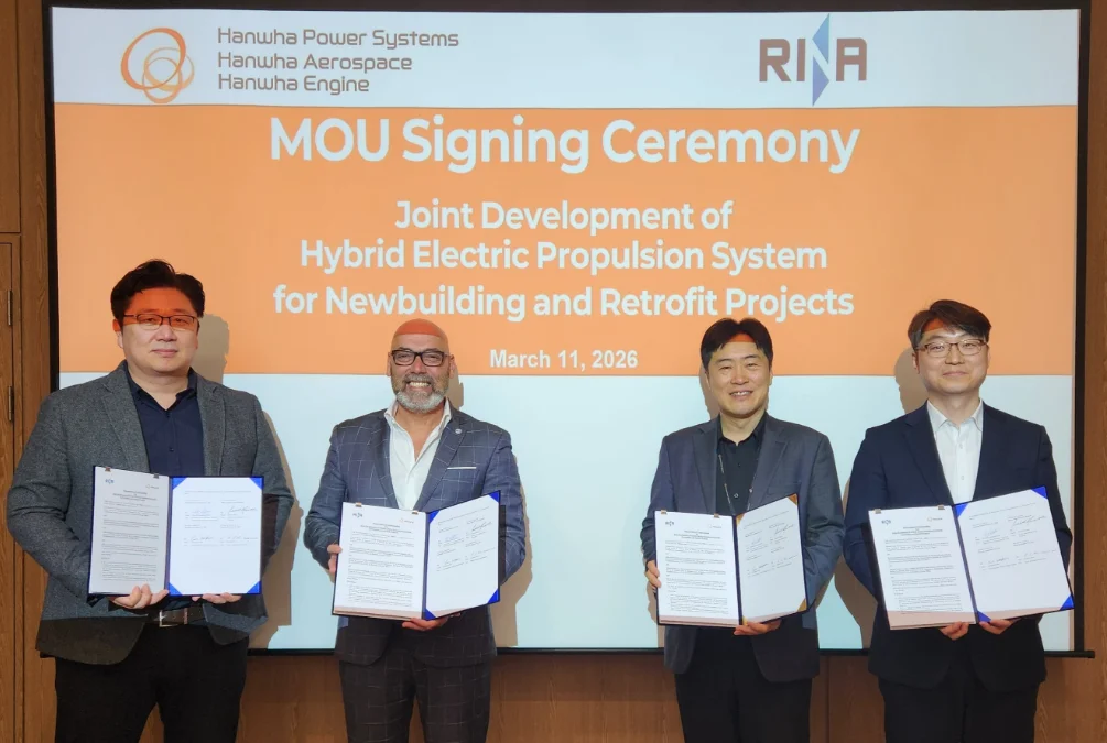 한화 3사, 이탈리아 선급 RINA와 배터리 하이브리드 추진 선박 공동개발 MOU 체결