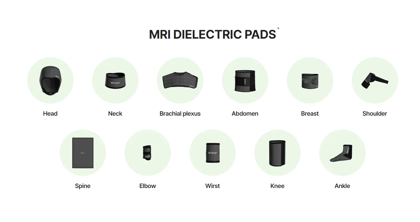 흰색 배경에 나열되어 있는 신체 부위별 MRI 유전체 패드 종류