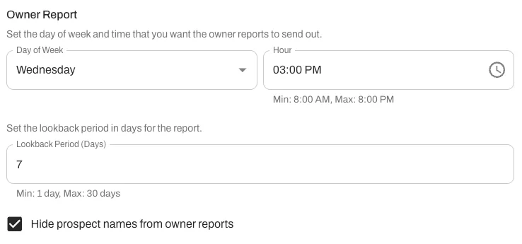 Hide prospect names from showing feedback in PDF owner reports