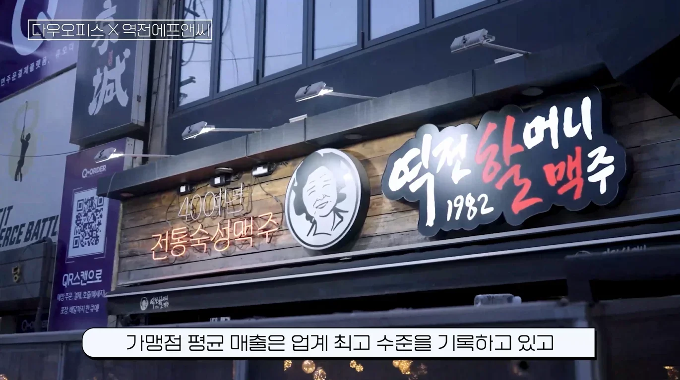 전국 1000호점이 넘는 프랜차이즈 브랜드 역전할머니맥주의 한 가맹점